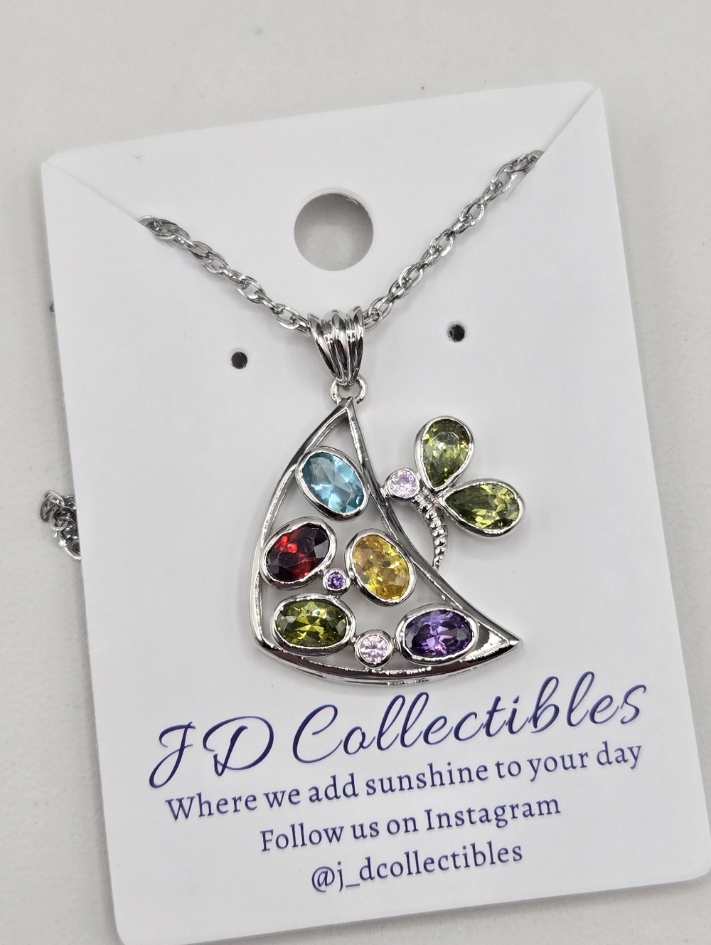 Swarovski Crystal Elements Silver Fish Butterfly Necklace Multicolor 20-22 inch